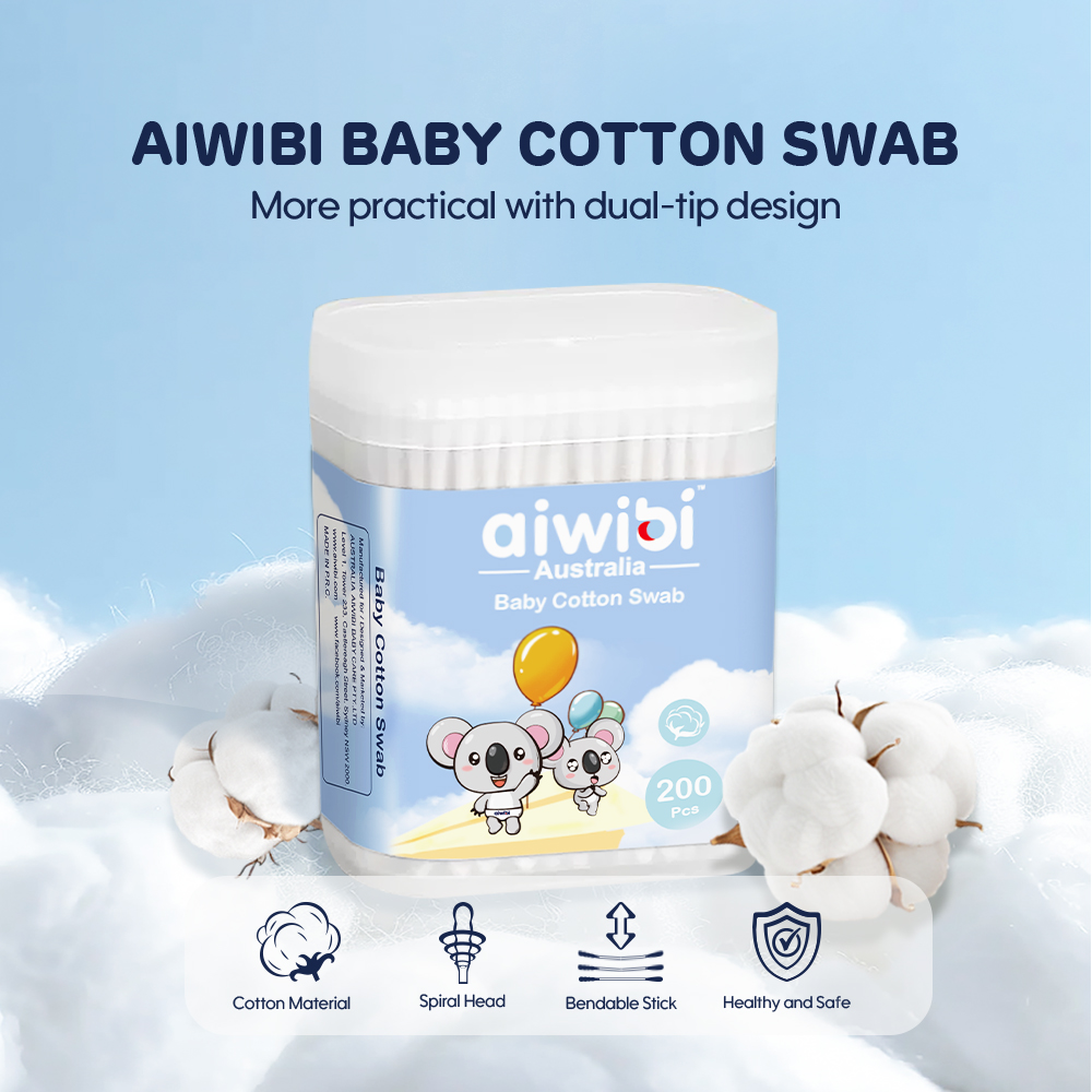 Coton-tige pour bébé (200 pièces de la forme spirale)